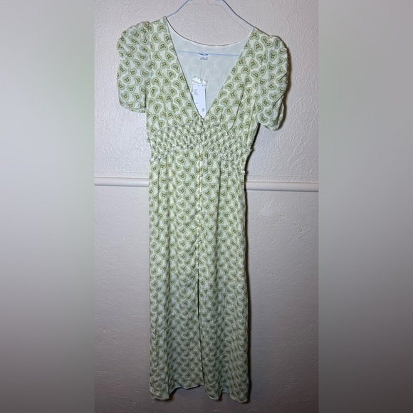 Urban Outfitters Kimchi Blue Ioni Midi Dress Yellow & Green Small - Picture 11 of 11